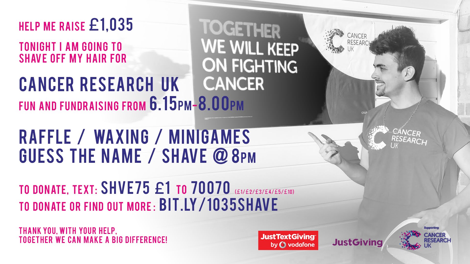 Cancer Research UK Head Shave Fundraiser 2018 Reece Small